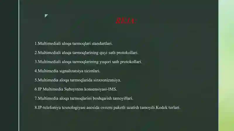 Multimediali aloqa tarmoqlari standartlari. 2