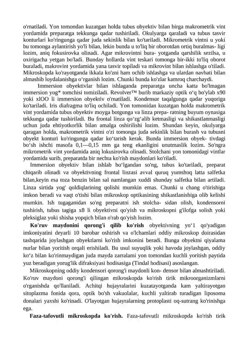 MIKROSKOPDA KO'RISH TEXNIKASI 2