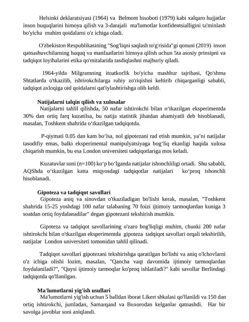 Psixologik eksperiment jarayoni va uning asosiy xususiyati 2