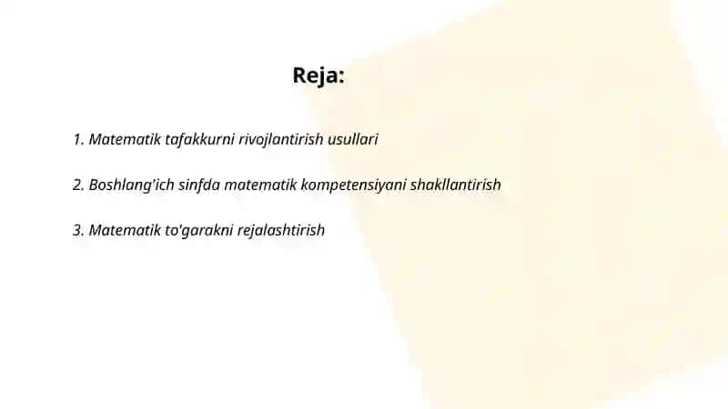 Matematik to'garakni o'tkazish metodikasi 2