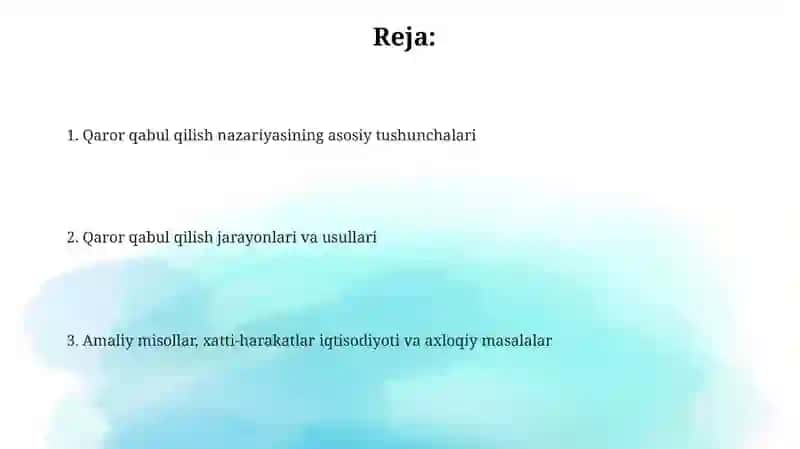 Qaror qabul qilish nazariyasi asoslari 2