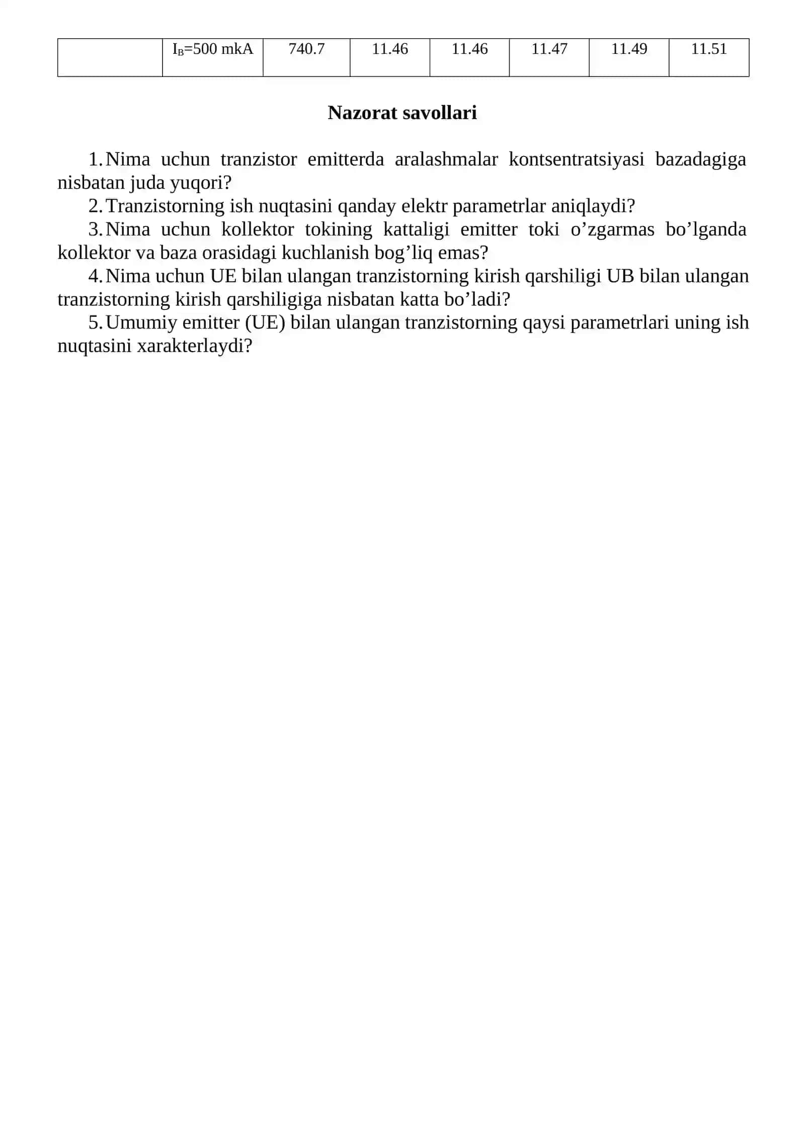 UMUMIY EMITTER BILAN ULANGAN BIPOLYAR TRANZISTORNI TEKSHIRISH 2