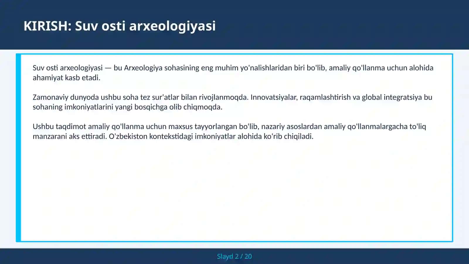 SUV OSTI ARXEOLOGIYASI 2