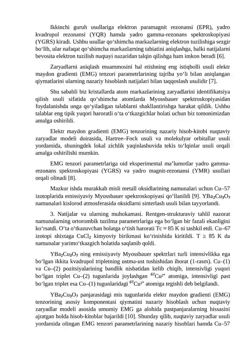 Yuqori haroratli o‘ta o‘tkazgichlarning panjaralarida zaryadlangan zarrachalarning joylashuvi 2