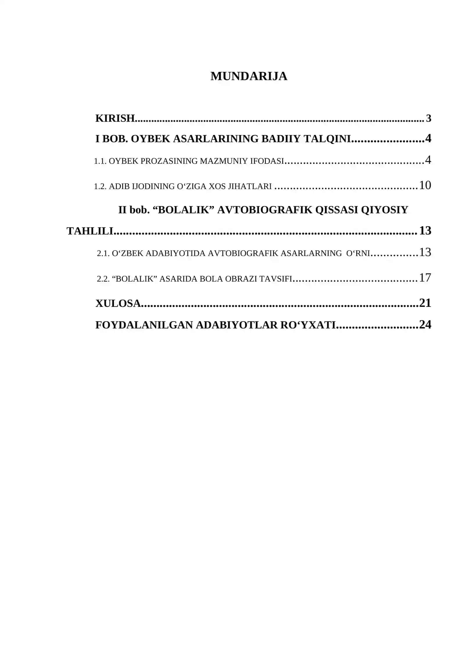 "“Bolalik” qissasi avtobiografik asar sifatida” KURS ISHI" 2
