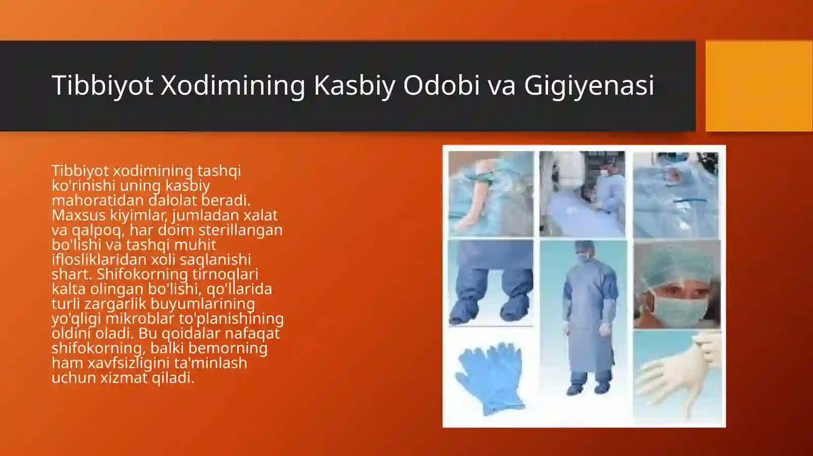 Tibbiyotda Sanitariya-Gigiyena Rejimi 2