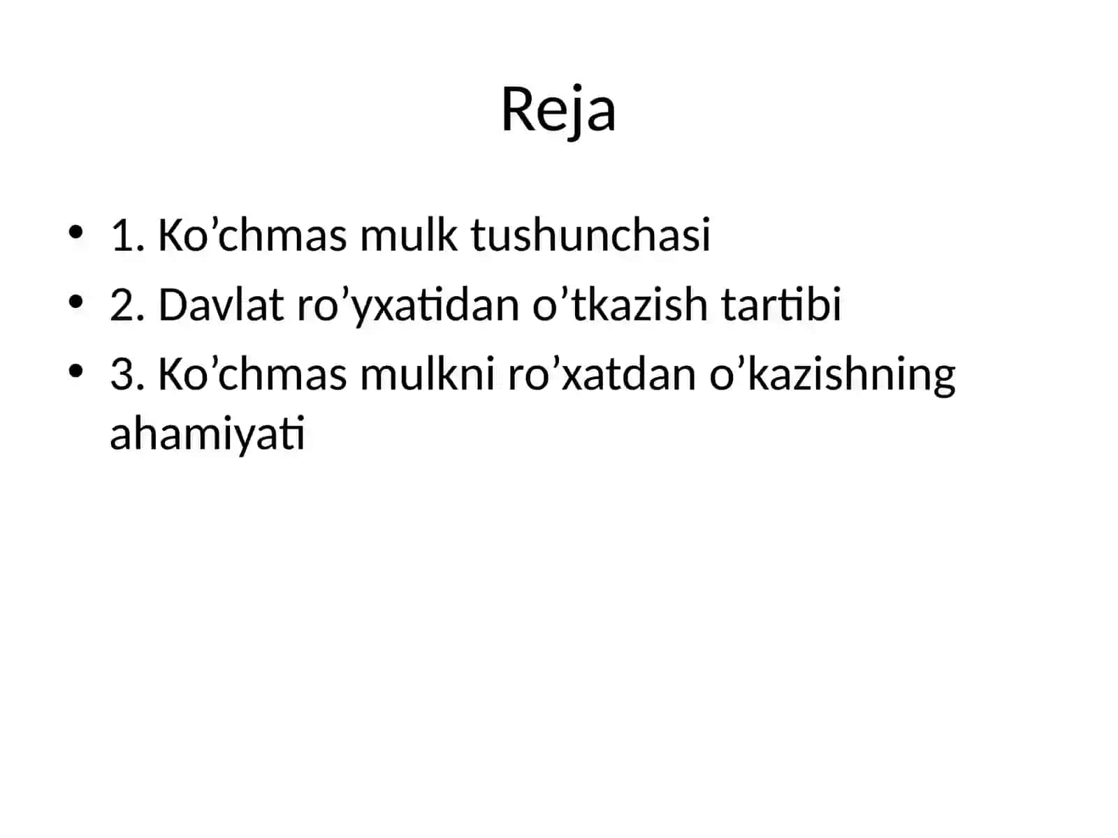 Ko‘chmas mulkka bo‘lgan huquqning davlat ro‘yxatidan o‘tkazilishi 2