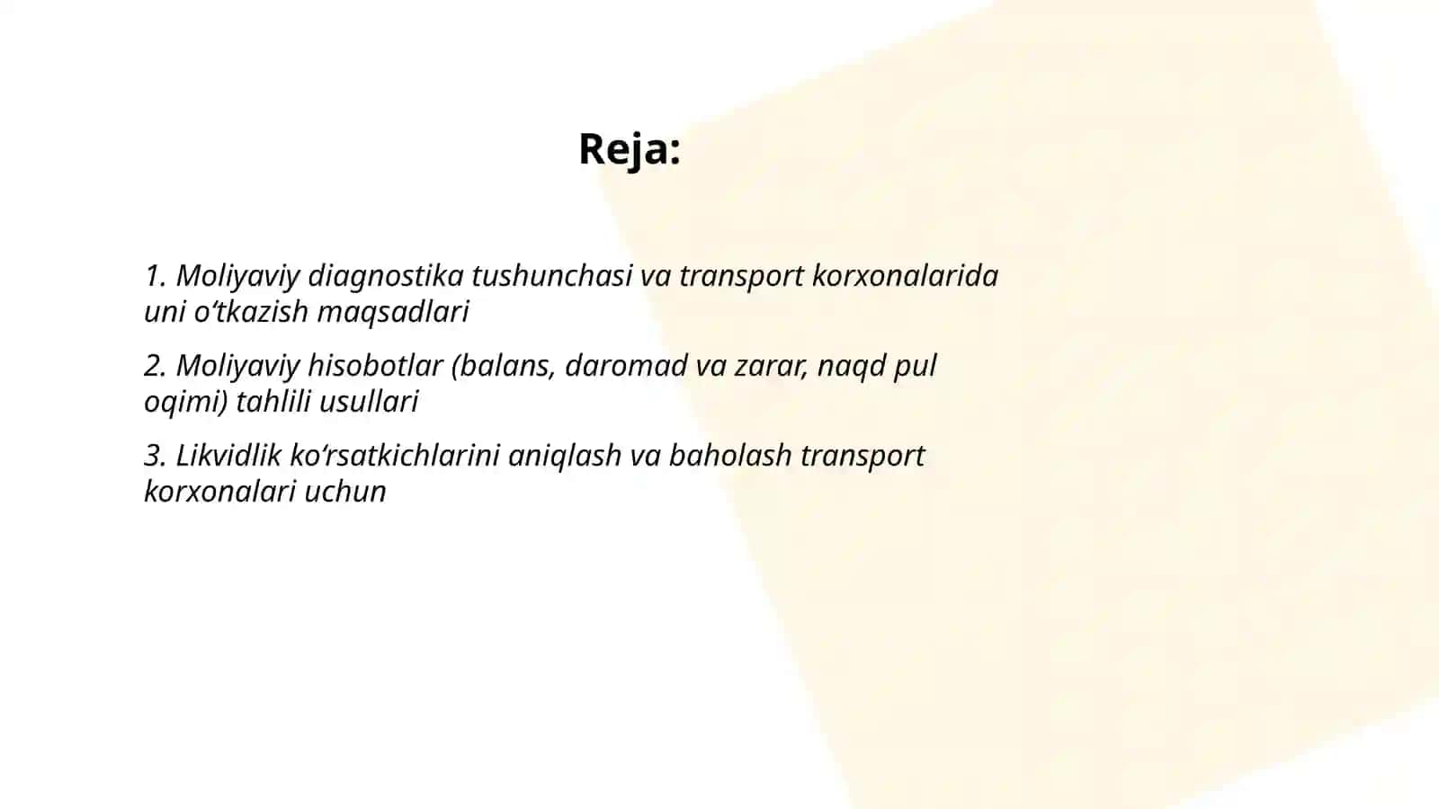Transport korxonalarni moliyaviy diagnostika qilish 2