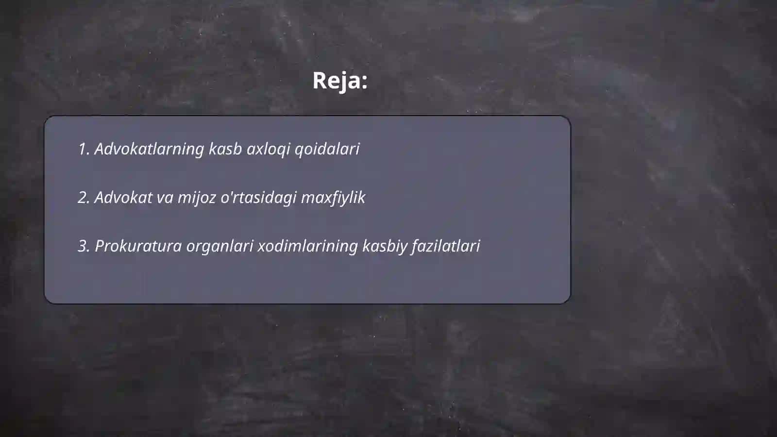 Advokat, tergov va prokuratura organlari xodimlari hamda sudyaning kasb axloqi 2