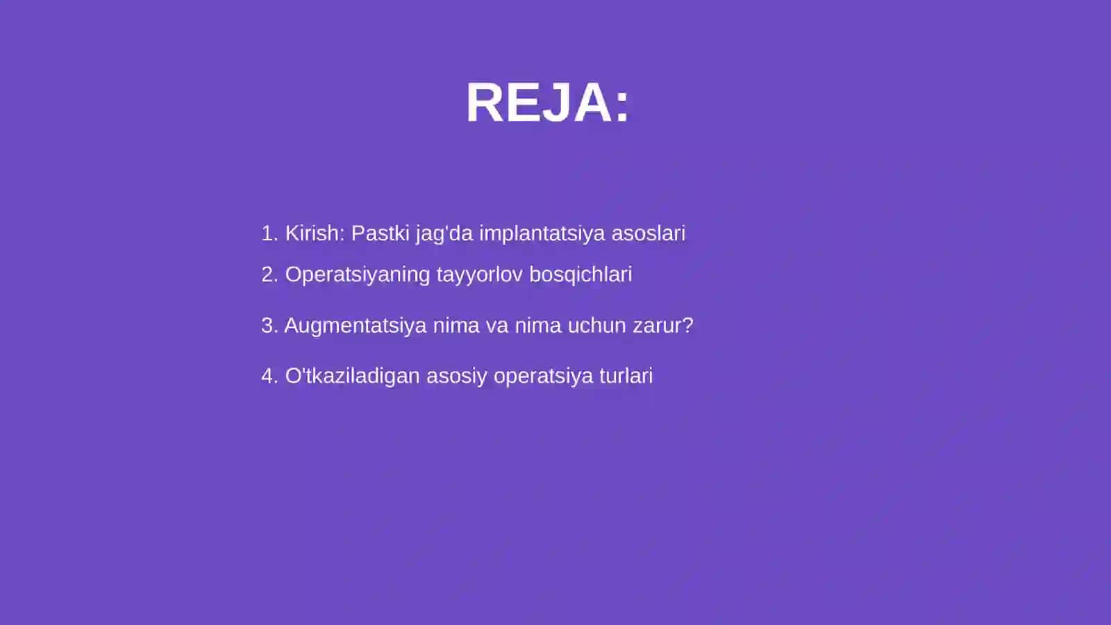 Dental implantatsiyada pastki jag'da o'tkaziladigan opiratsiyalar (augmentatsiya) 2