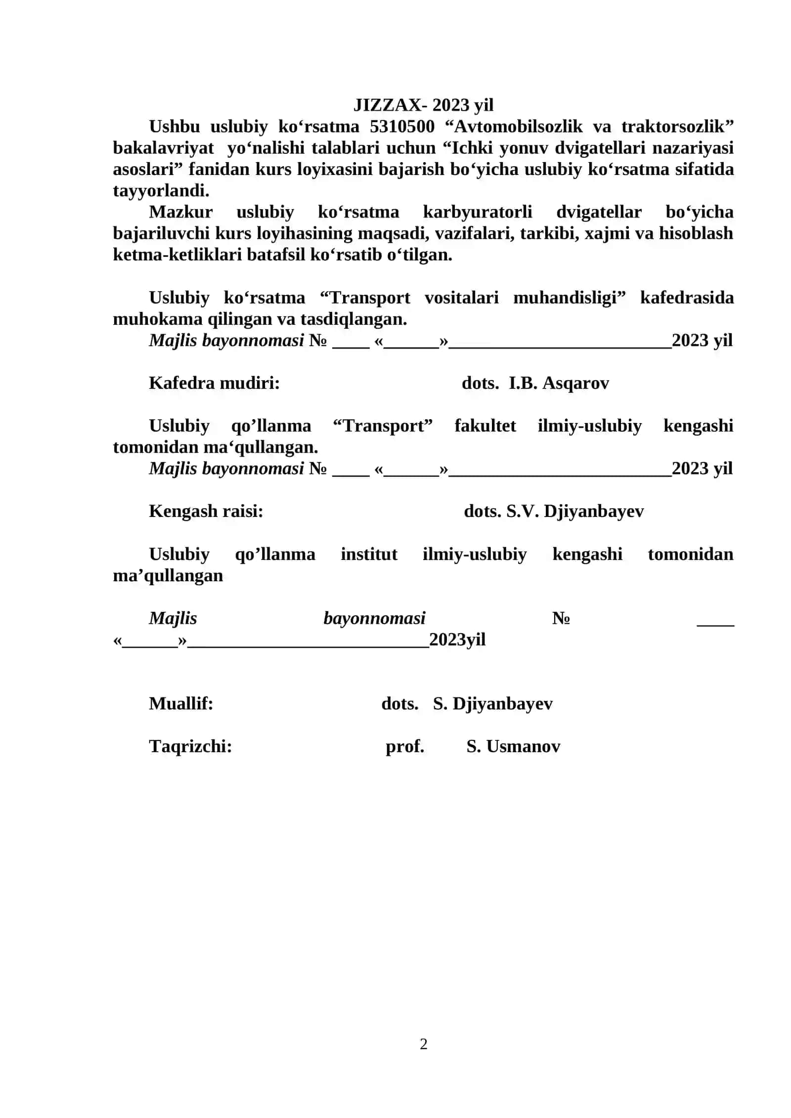 Ichki yonuv dvigatellari nazariyasi asoslari 2