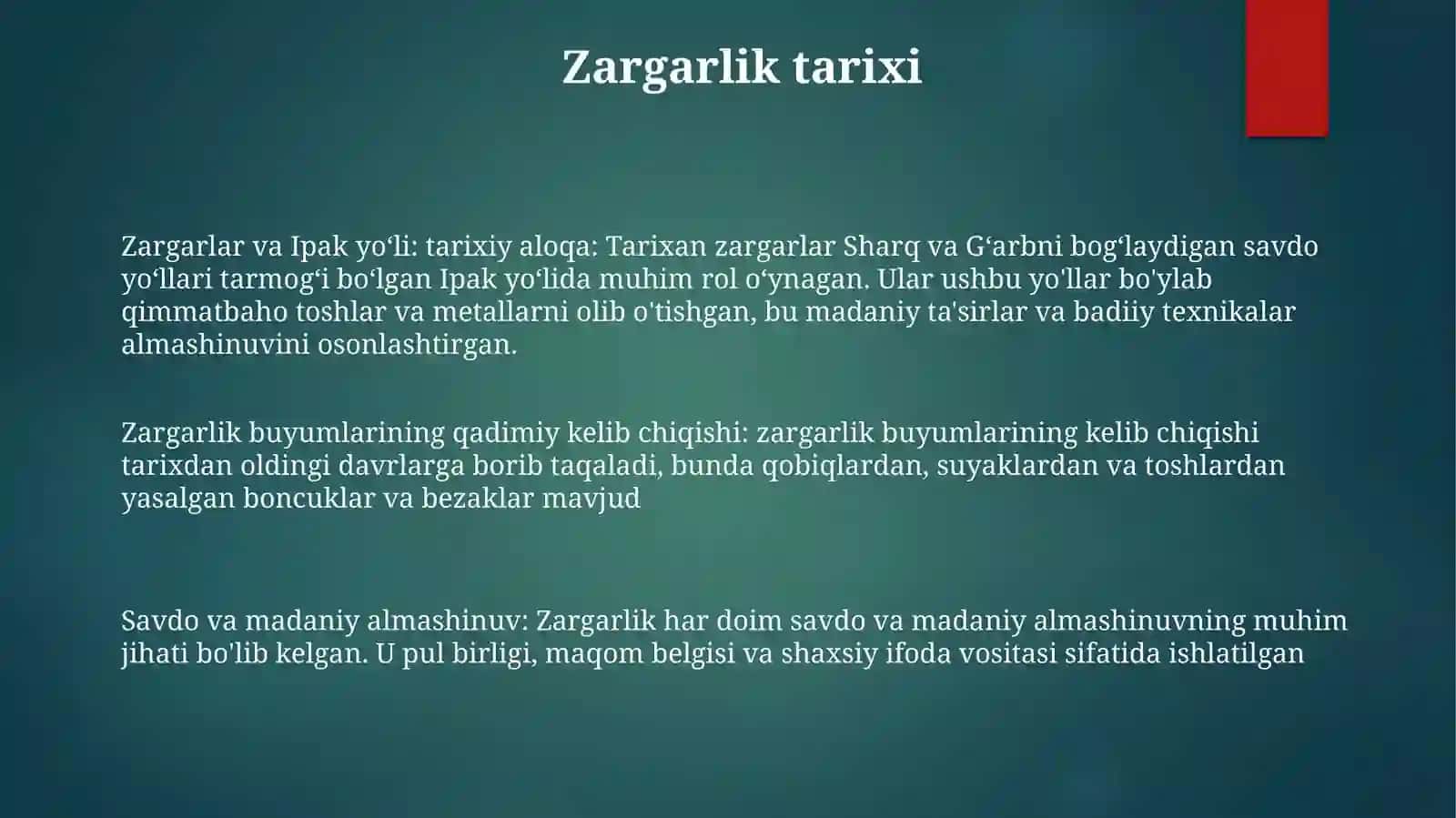 Zargarlik Buyumlari Va Ularning Savdosi 2