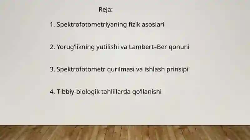 Spektrofotometriya asoslari va uning tibbiy-biologik tahdillar 2