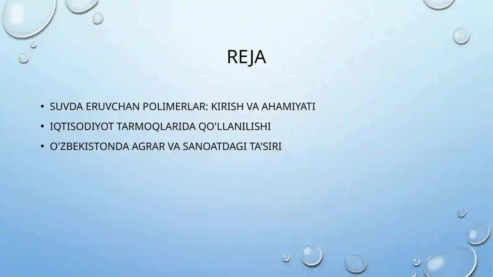 Iqtisodiyot tarmoqlarida suvda eruvchan polimerlardan foydalanish 2