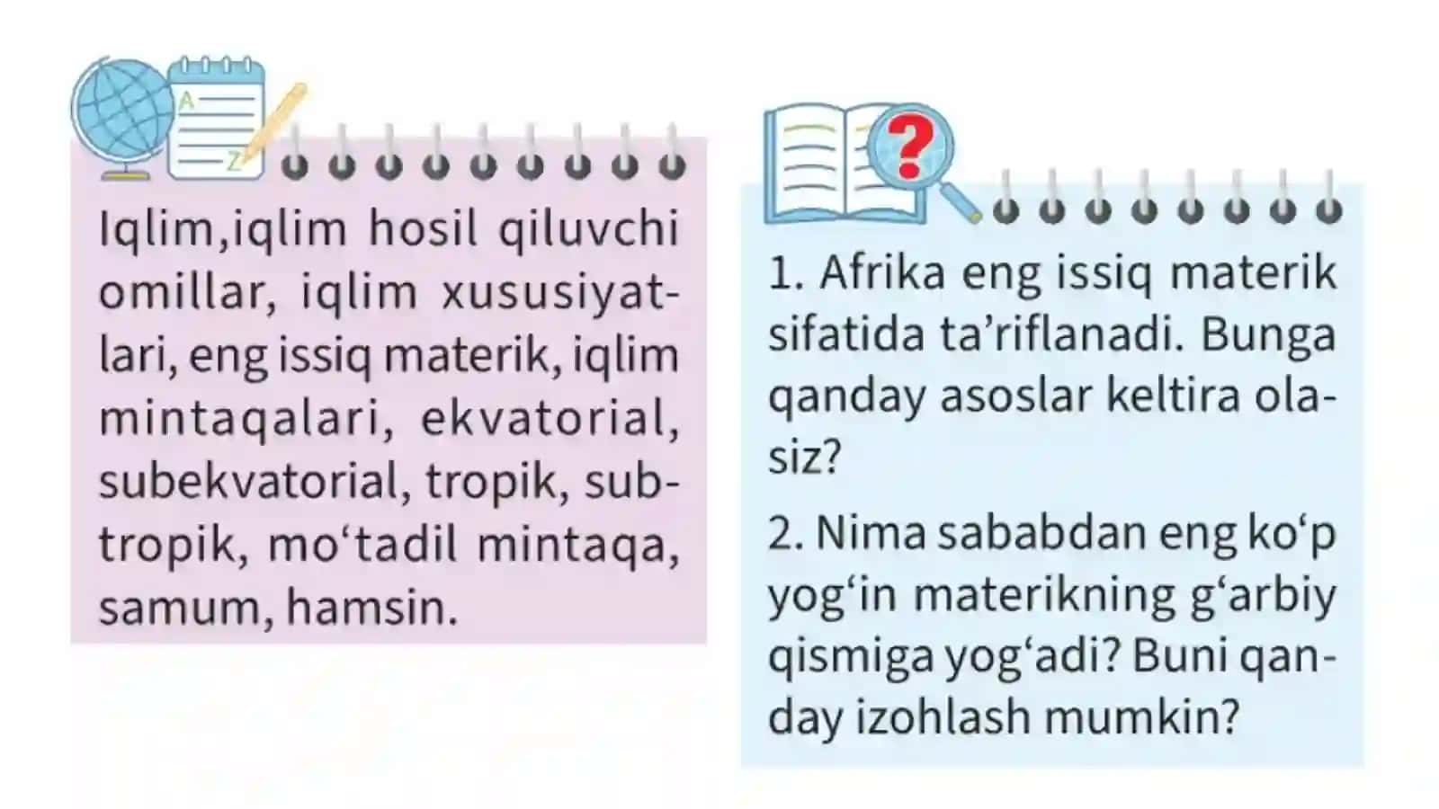 Materik iqlimining  xususiyatlari. Iqlim mintaqalari 2