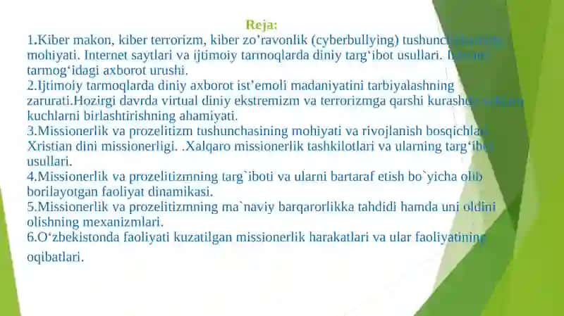 KIBER MAKONDA DINIY E`TIQOD TARG`IBOTININGIJTIMOIY XAVFI. MISSIONERLIK VA PROZELITIZMNING SIYOSIY-IJTIMOIY XAVFI 2