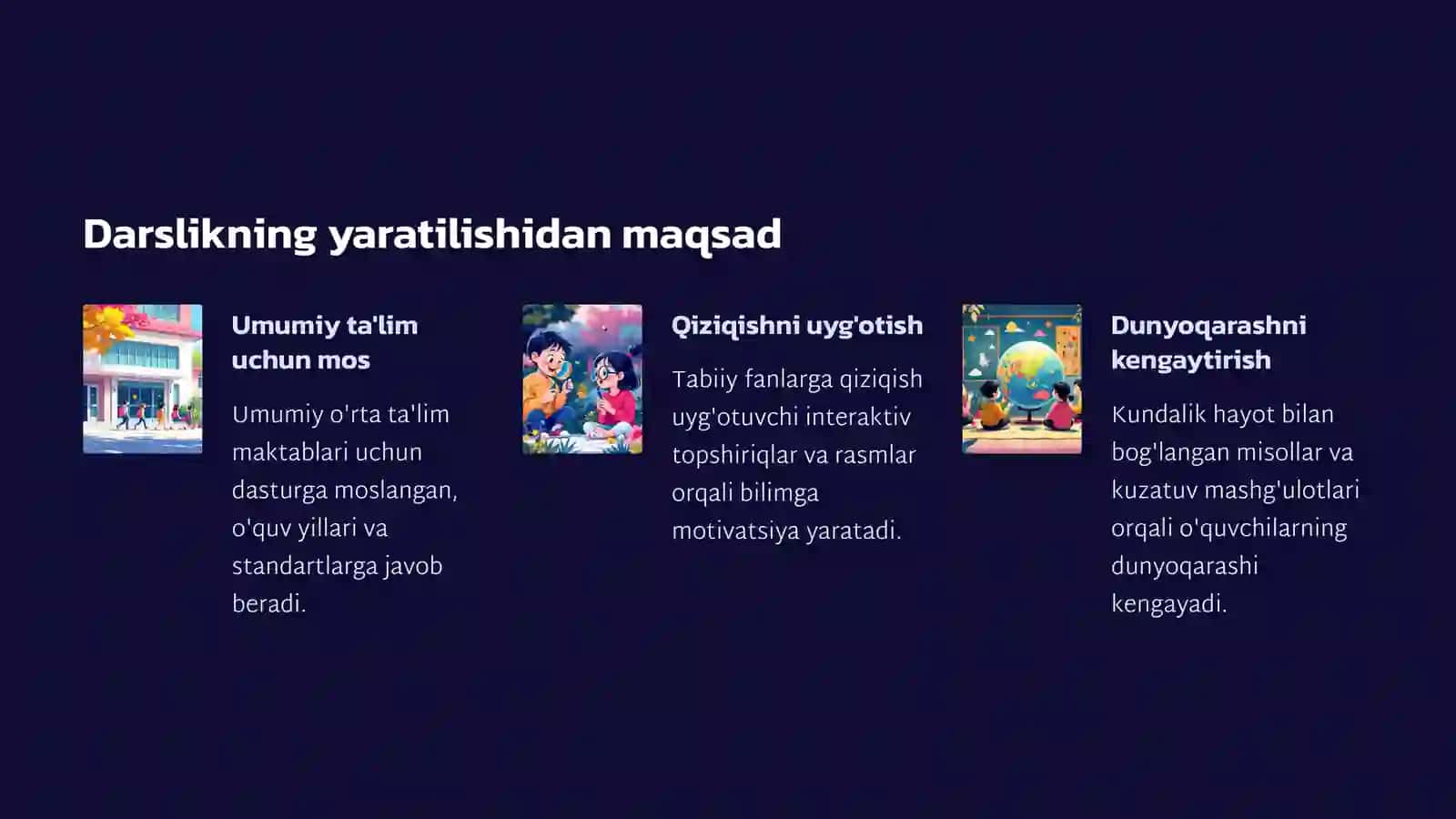 Y.V. Malikova: 3-sinf "Tabiiy fanlar" darsligi (I–II qism) - Bilimlar olamiga sayohat 2