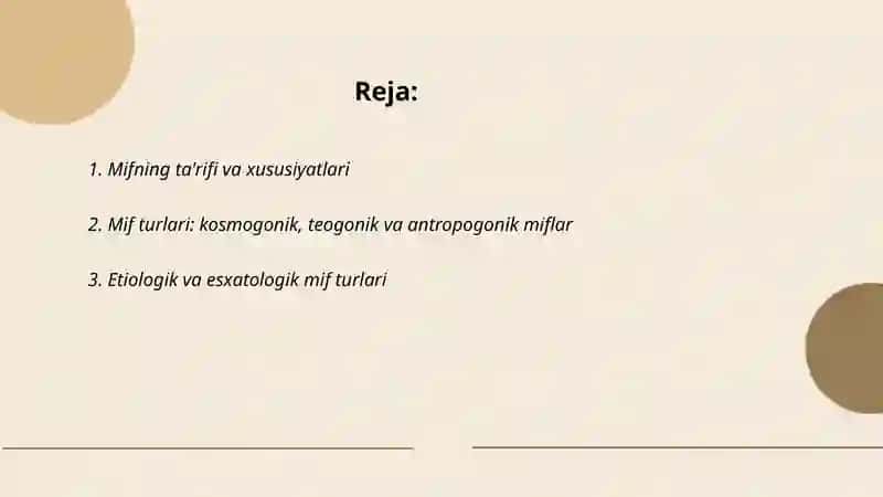 Mif va uning turlari. Afsona rivoyat va naqllar 2