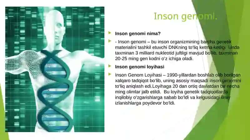 Inson genomi. Genomika va Genom tibbiyot istiqbollari 2