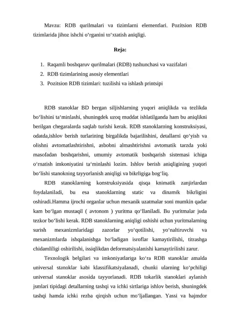 RDB dastgohlari va ular asosidagi moslashuvchan ishlab chiqarish 2
