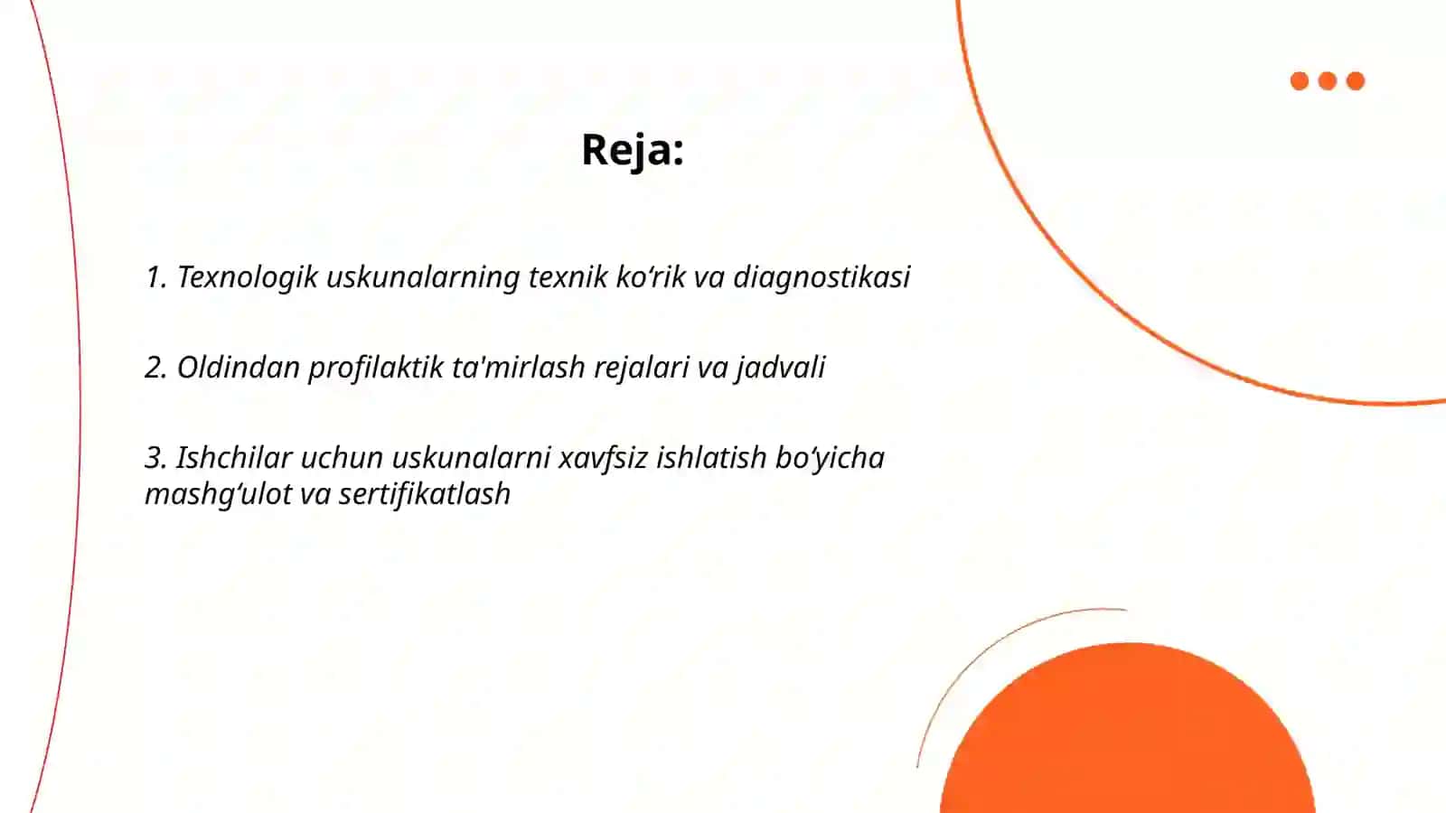 Korxonada qollaniladigan texnologik uskuna moslama vositalarni xavfsizligini taminlash choralari 2