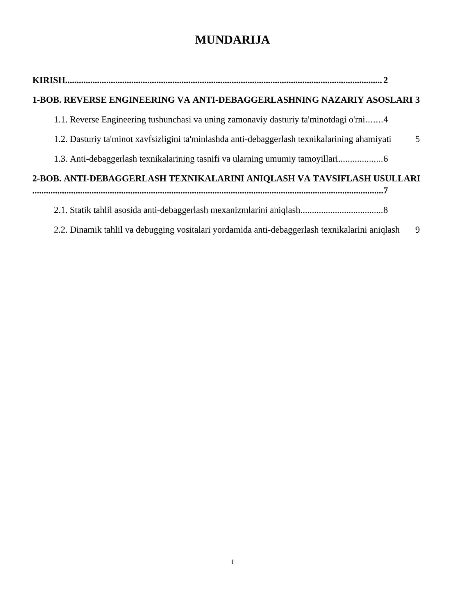 Anti-debaggerlash texnikalarini aniqlash, tahlil qilish va bartaraf etish usullari. 2
