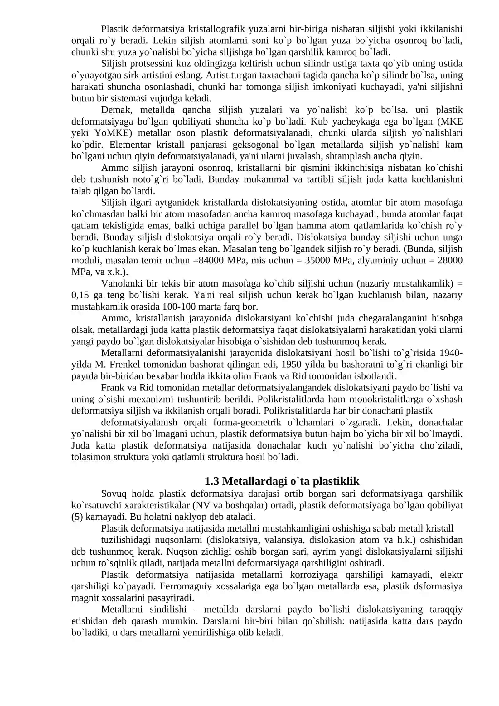 Metallarning plastik deformatsiyalanishi va qayta kristallanishi 2