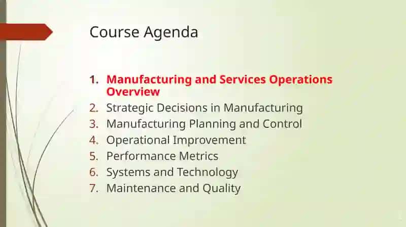 Manufacturing and Service Course 2