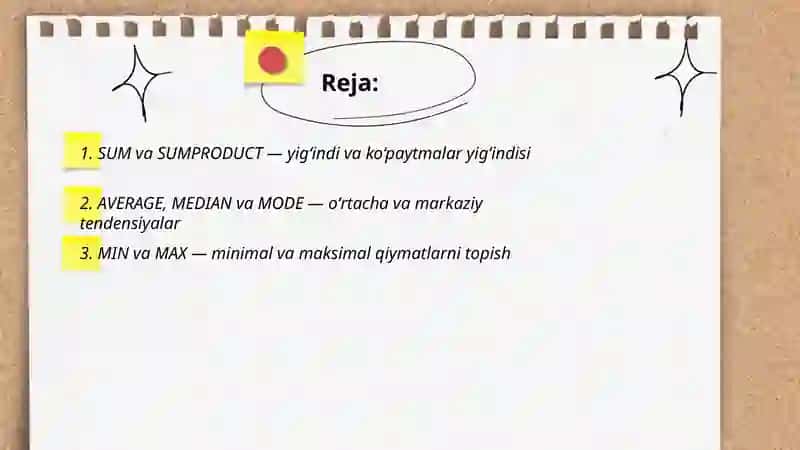 Microsoft Office Excelda matematik va mantiqiy funksiyalar 2
