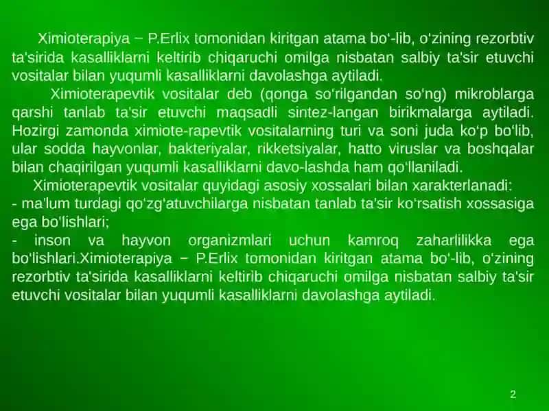 Ximioterapevtik vositalar 2