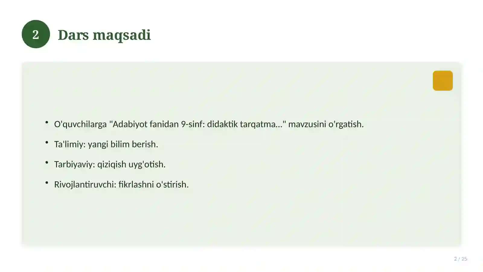 Adabiyot fanidan 9-sinf: didaktik tarqatma materiallar 2