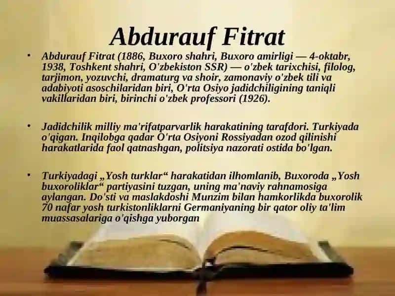 ABDURAUF FITRAT hayoti va ijodi“ABULFAYZXON” drammasi 2