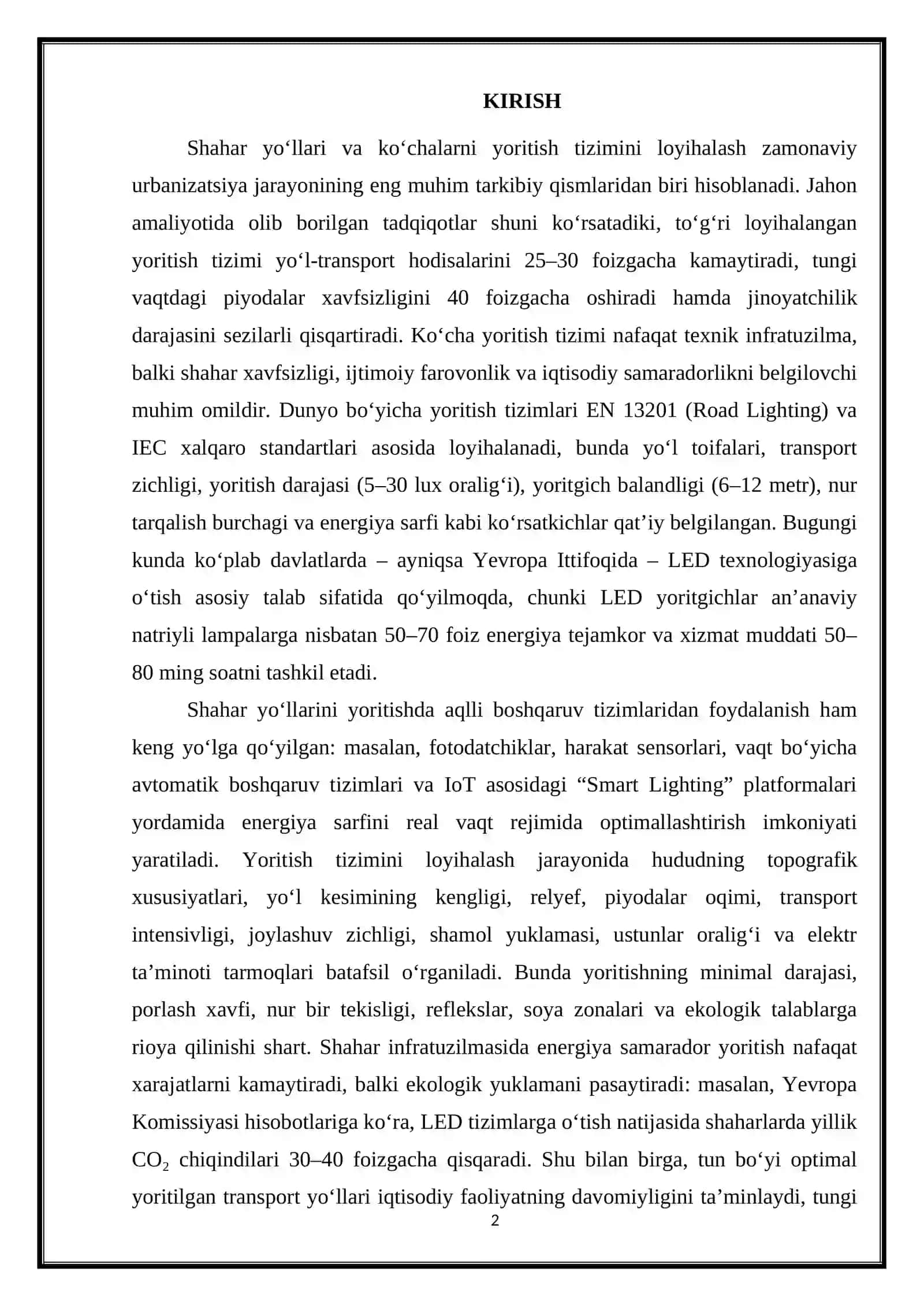 Shahar yo'llar va ko'chalar yoritish tizimini loyihalash 2
