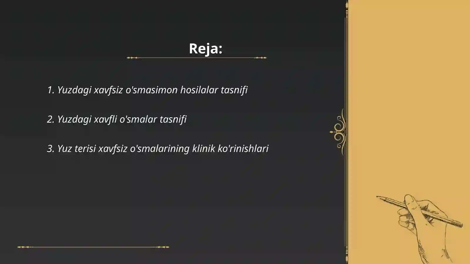 Yuz jagʻ sohasini xavfsiz oʻsmasimon hosilalari va oʻsmalari. Tasnifi, klinikasi, tashxisi va davolash 2