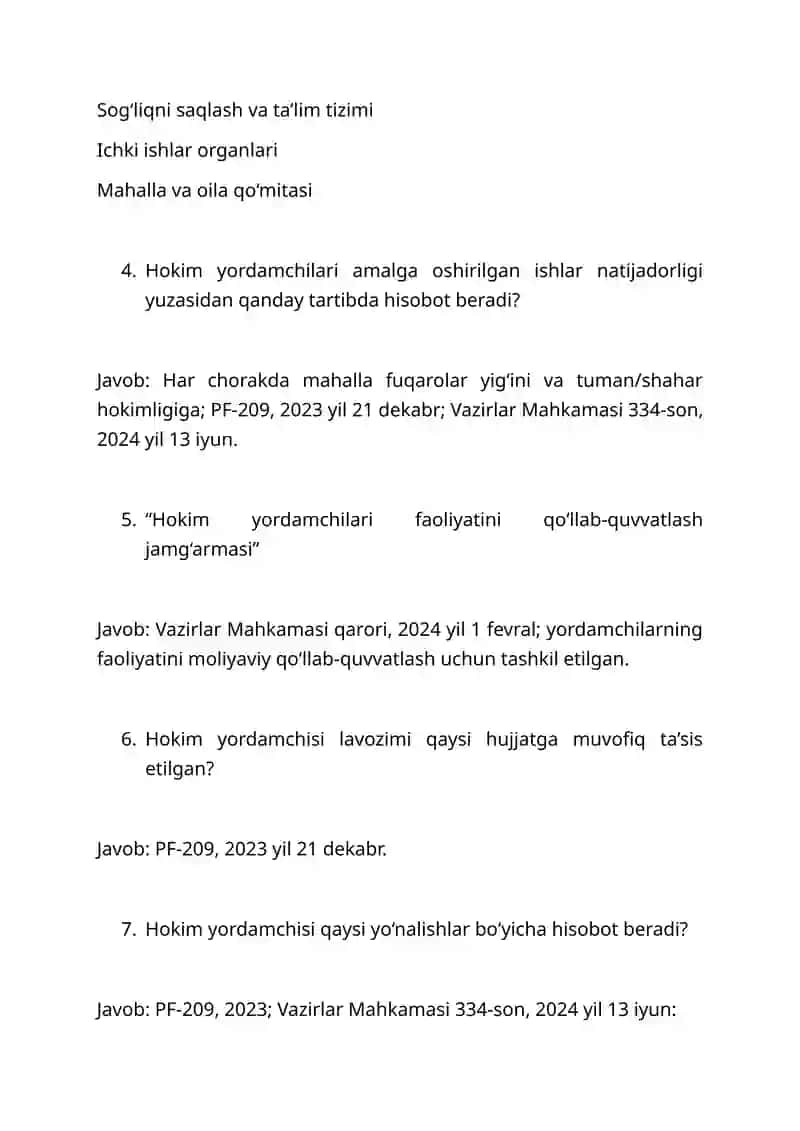 hokim yordamchilari uchun suhbat savol-javob 2