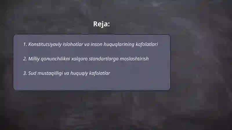 Yangi Oʻzbekistonda inson haq huquqlari va erkinliklari kafolatining yaratilishi 2