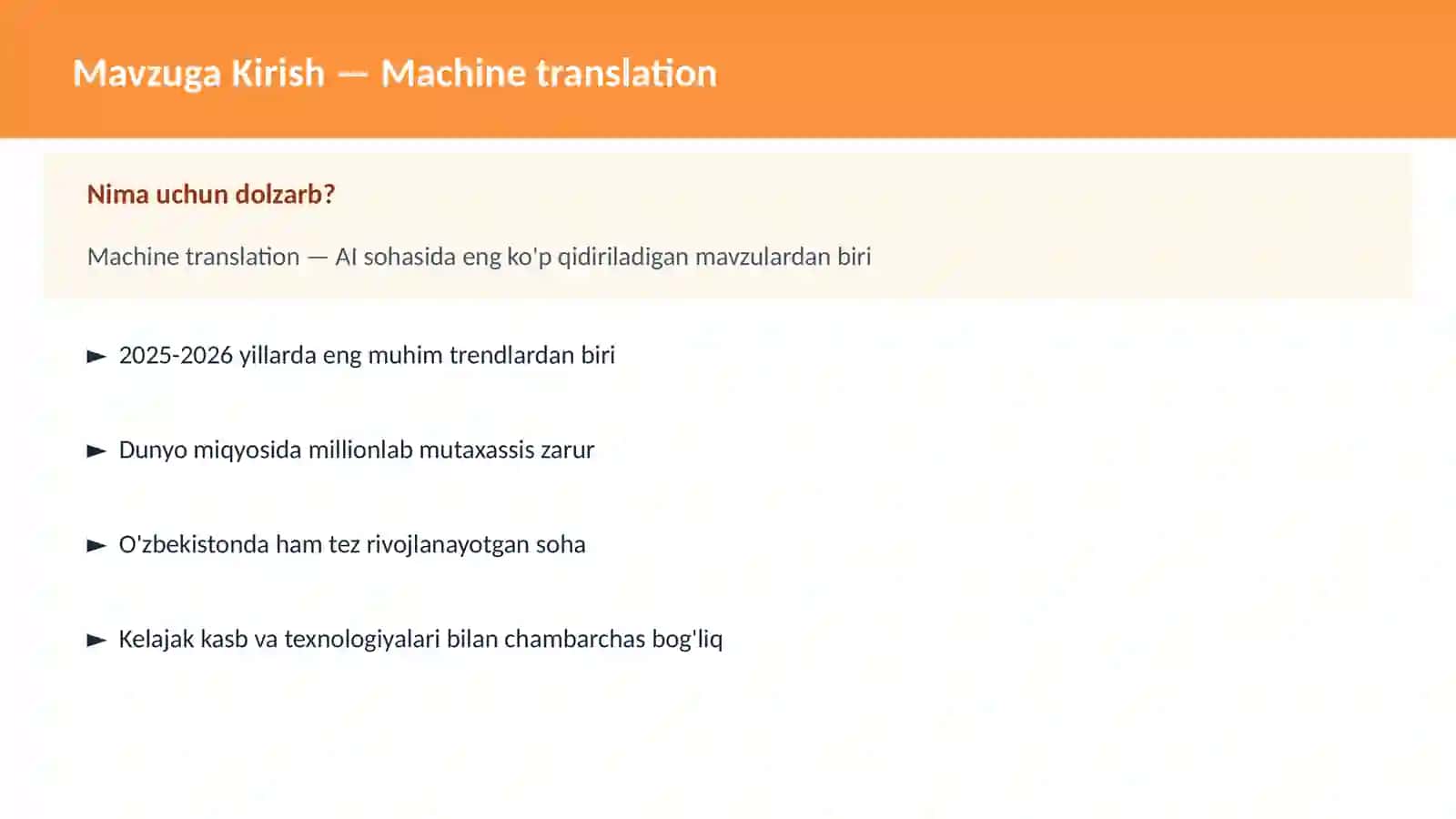 Machine translation - NLP Tabiiy Til Qayta Ishlash 2