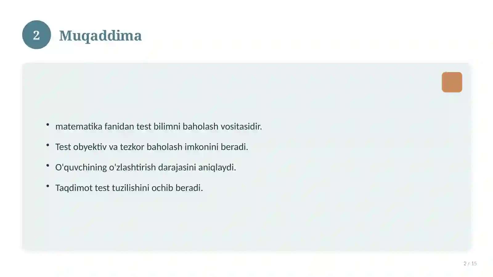5-sinf matematika fanidan test 2