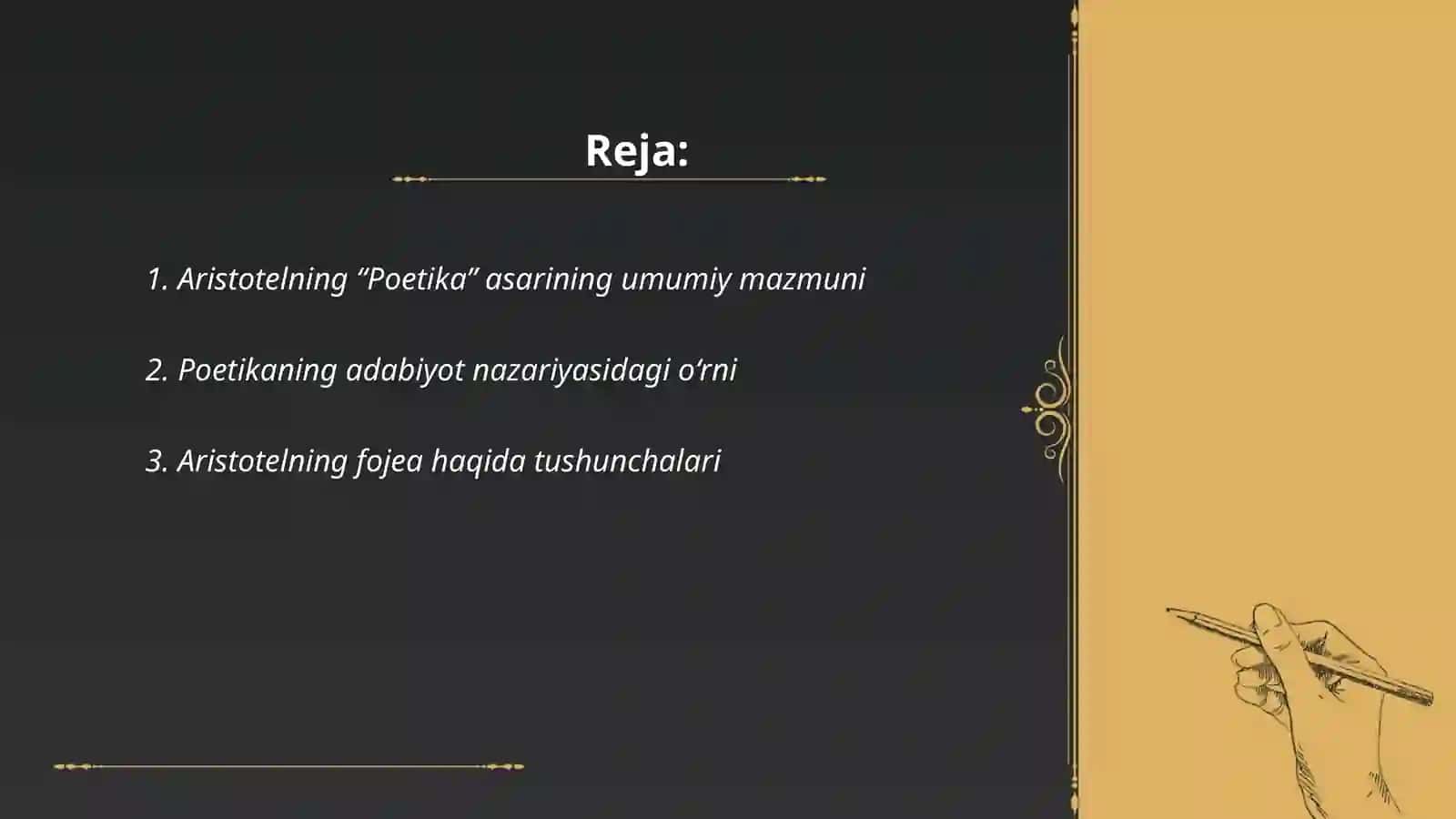 Aristotelning „Poetika” asarini oʻrganish 2