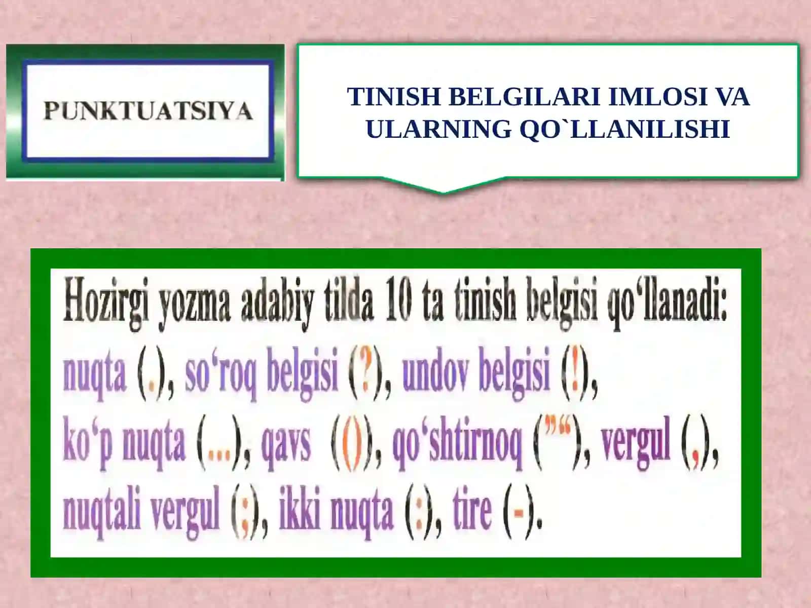 Tinish Belgilari Imlosi va Ularning Qo'llanilishi 2