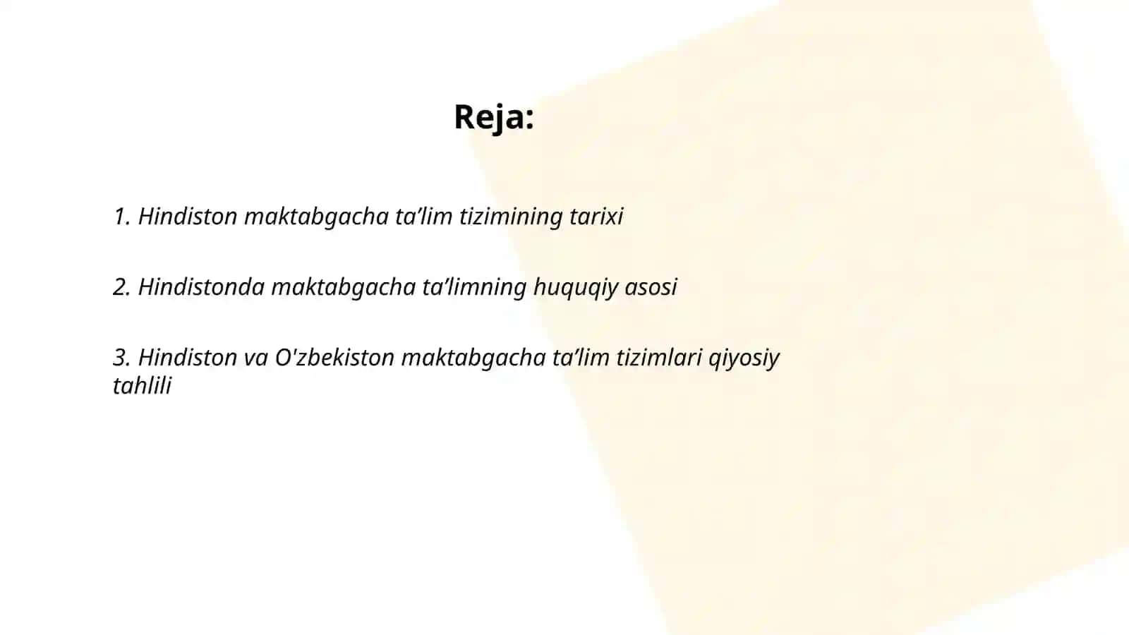 Hindiston maktabgacha taʼlim tizimi va qiyosiy tahlili 2
