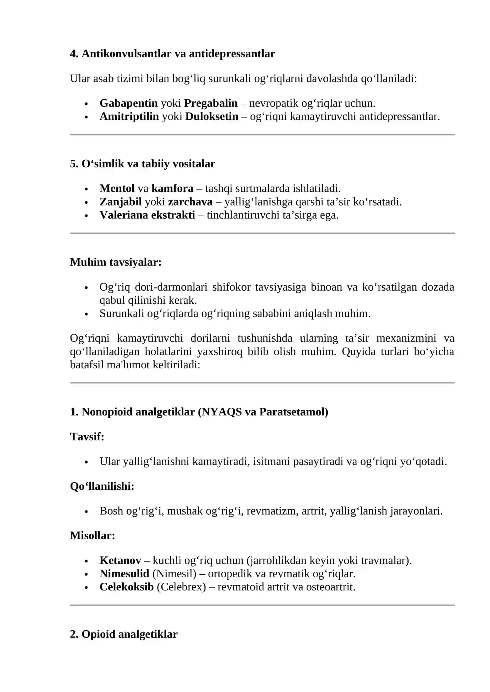 ANALGEZIYA QILADIGAN VOSITALAR 2