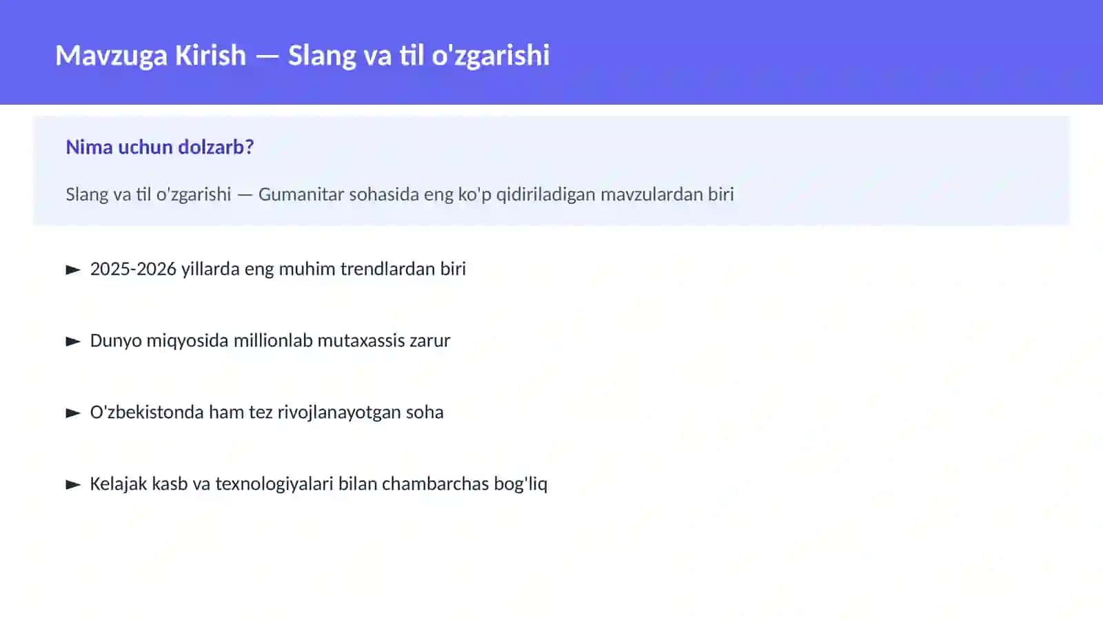 Slang va til o'zgarishi 2