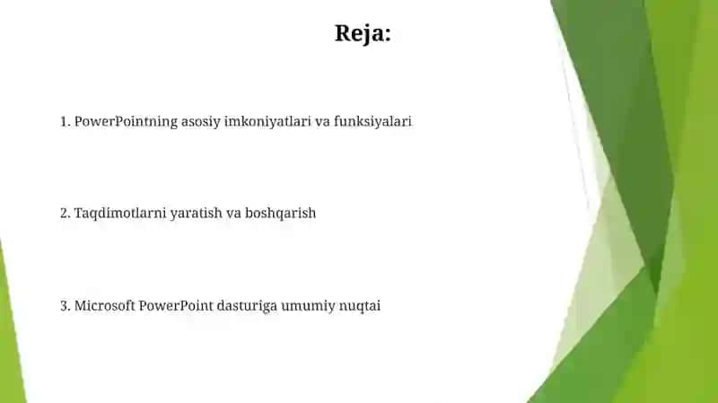 MS PowerPointning dasturiy taʼminoti va uning imkoniyatlari 2