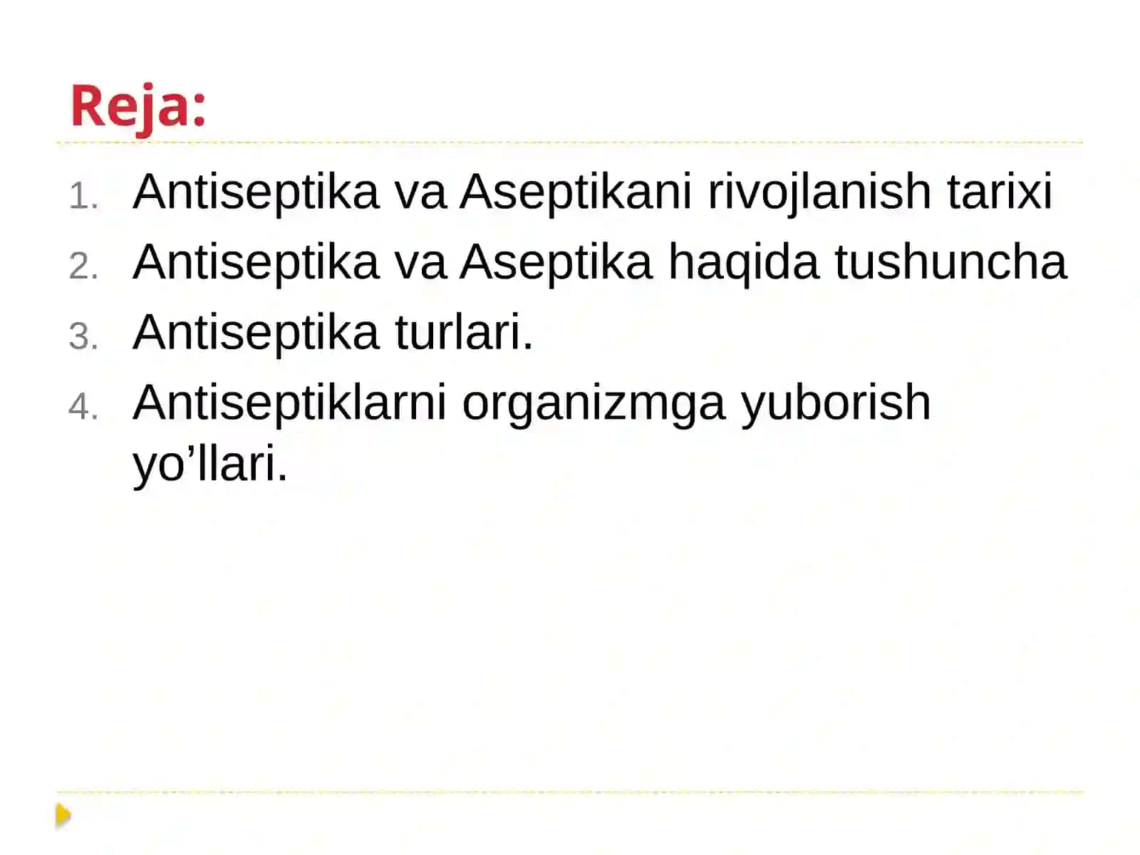 Antiseptika va Aseptika asoslari 2