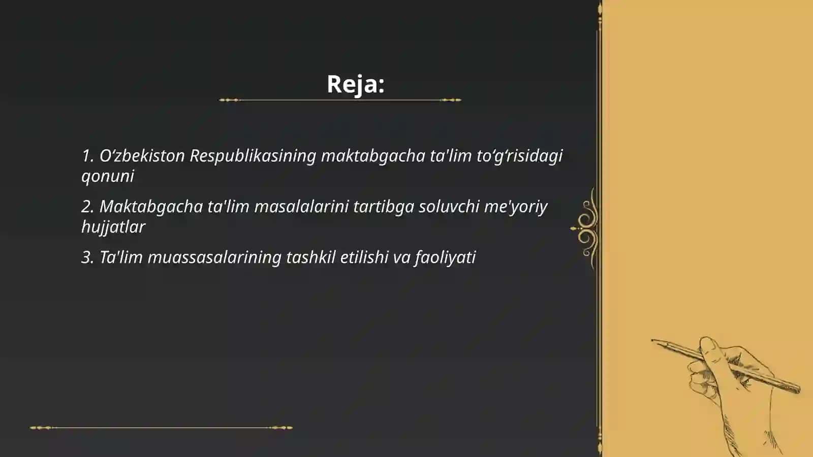 Maktabgacha taʼlim tizimining huquqiy me'yoriy asoslar 2