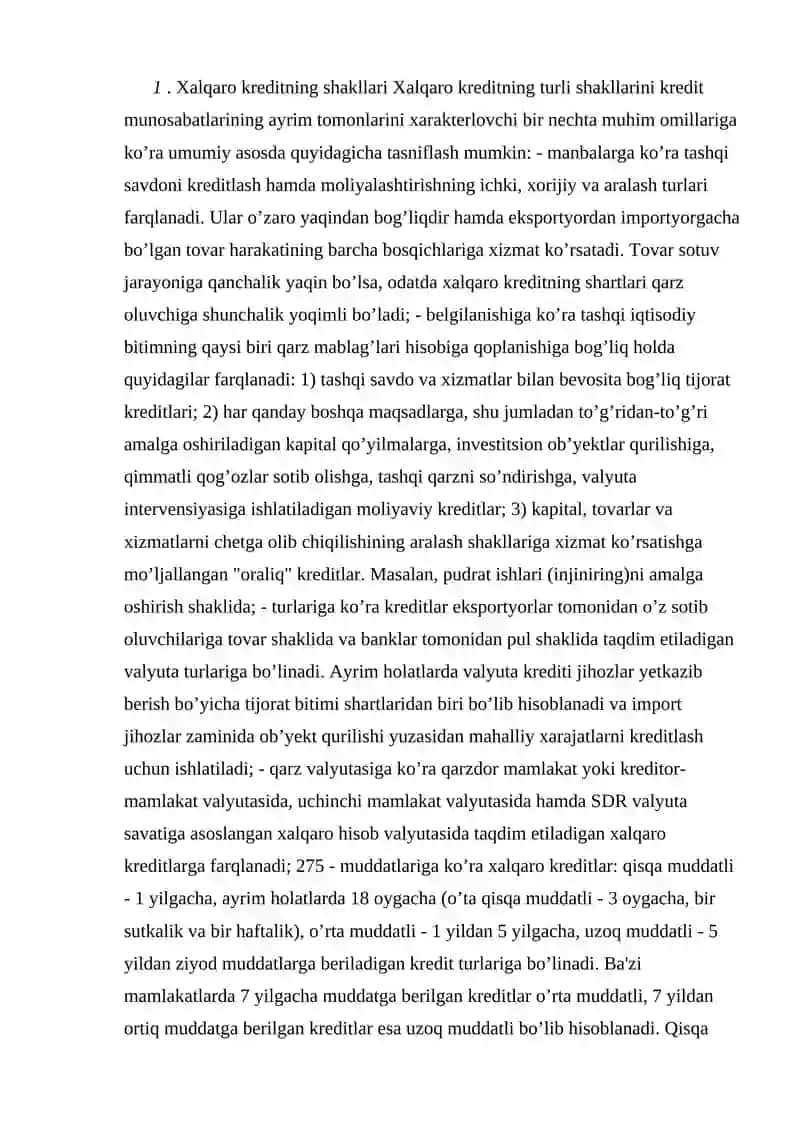 Xalqaro kreditning shakllari 2