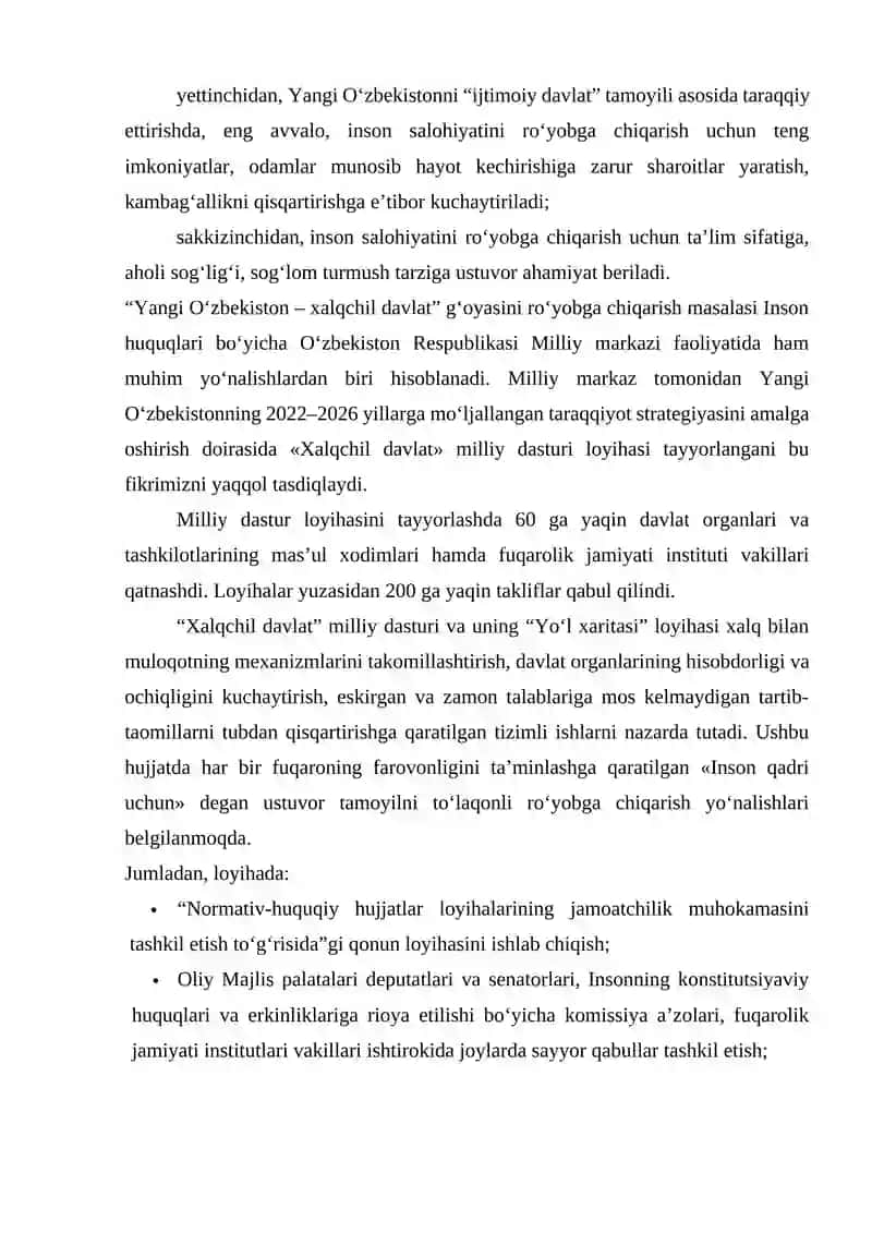 Yangi O‘zbekistonda xalqchil va insonparvar davlat qurishning ijtimoiy-siyosiy ahamiyati 2
