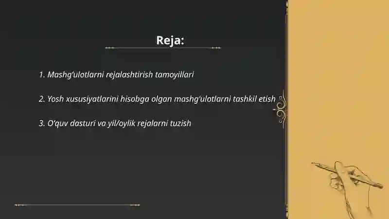 Maktabgacha taʼlim tashkilotlarida mashgʻulotlarni tashkil etish 2