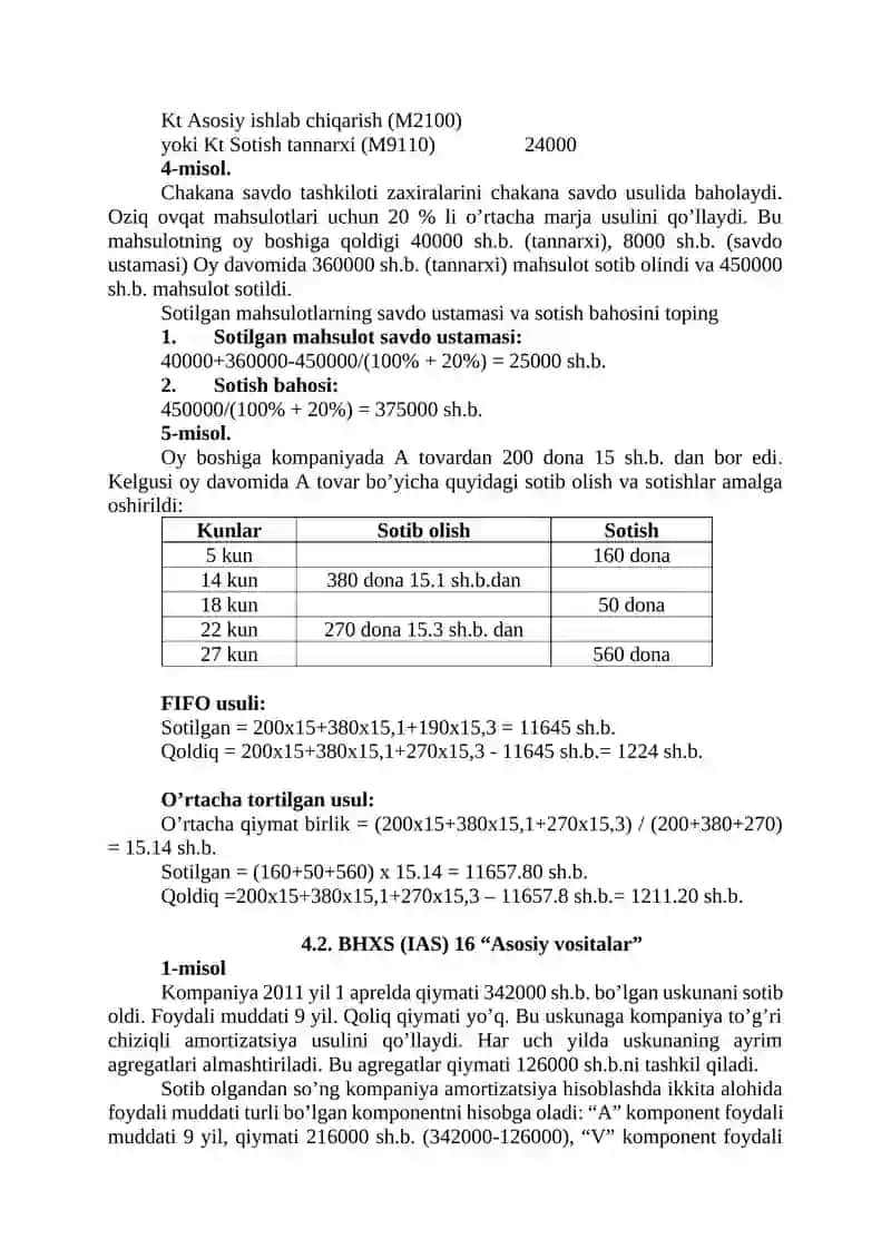 MAVZU. NOMOLIYAVIY AKTIVLARNI HISOBGA OLUVCHI STANDARTLARINING TAVSIFI (AMALIY MASHG`ULOT) 2